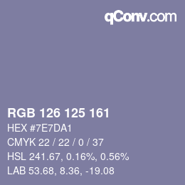 Farbcode: RGB 126 125 161 | qconv.com