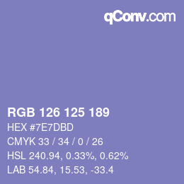 颜色代码: RGB 126 125 189 | qconv.com
