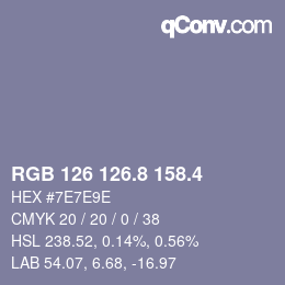 カラーコード: RGB 126 126.8 158.4 | qconv.com