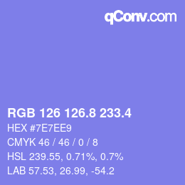 カラーコード: RGB 126 126.8 233.4 | qconv.com