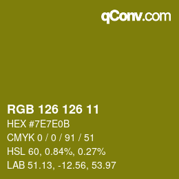 Color code: RGB 126 126 11 | qconv.com