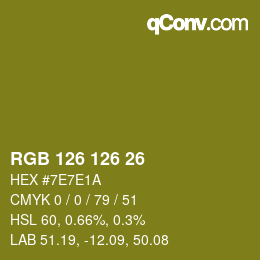 Color code: RGB 126 126 26 | qconv.com