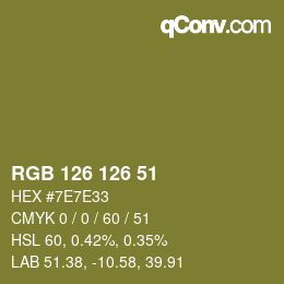 Color code: RGB 126 126 51 | qconv.com