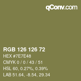 Código de color: RGB 126 126 72 | qconv.com