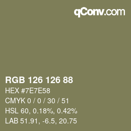 Color code: RGB 126 126 88 | qconv.com