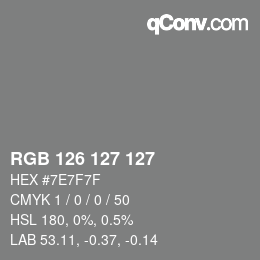 Color code: RGB 126 127 127 | qconv.com