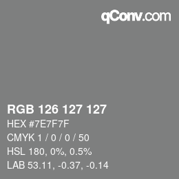颜色代码: RGB 126 127 127 | qconv.com