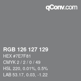 Color code: RGB 126 127 129 | qconv.com