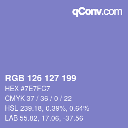 Color code: RGB 126 127 199 | qconv.com