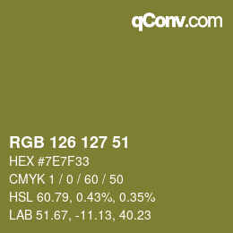 カラーコード: RGB 126 127 51 | qconv.com