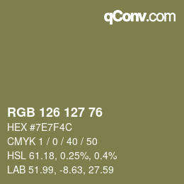 カラーコード: RGB 126 127 76 | qconv.com
