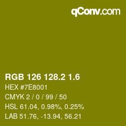 カラーコード: RGB 126 128.2 1.6 | qconv.com