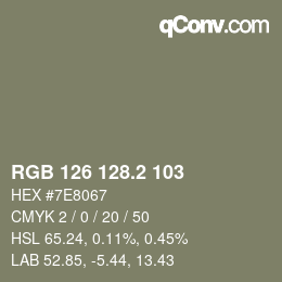 カラーコード: RGB 126 128.2 103 | qconv.com