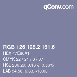 カラーコード: RGB 126 128.2 161.6 | qconv.com
