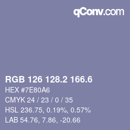 カラーコード: RGB 126 128.2 166.6 | qconv.com