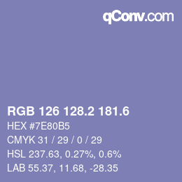カラーコード: RGB 126 128.2 181.6 | qconv.com