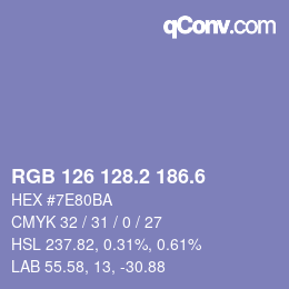 カラーコード: RGB 126 128.2 186.6 | qconv.com