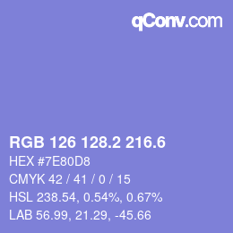 カラーコード: RGB 126 128.2 216.6 | qconv.com