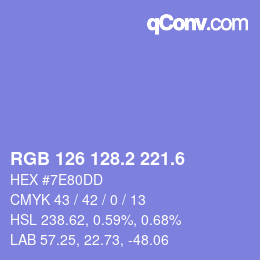 カラーコード: RGB 126 128.2 221.6 | qconv.com