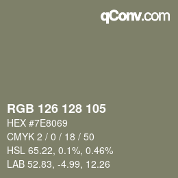 カラーコード: RGB 126 128 105 | qconv.com