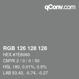 Color code: RGB 126 128 128 | qconv.com