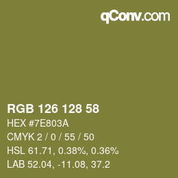 颜色代码: RGB 126 128 58 | qconv.com