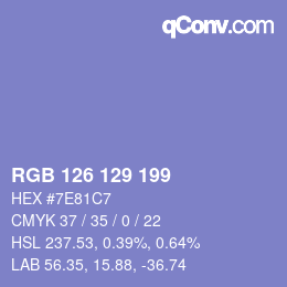 Color code: RGB 126 129 199 | qconv.com