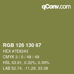 颜色代码: RGB 126 130 67 | qconv.com