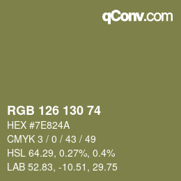 Farbcode: RGB 126 130 74 | qconv.com