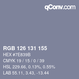 Color code: RGB 126 131 155 | qconv.com