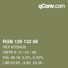 Farbcode: RGB 126 132 88 | qconv.com