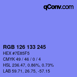 カラーコード: RGB 126 133 245 | qconv.com