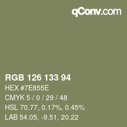颜色代码: RGB 126 133 94 | qconv.com