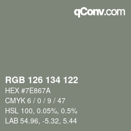Color code: RGB 126 134 122 | qconv.com