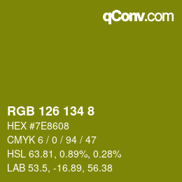 Color code: RGB 126 134 8 | qconv.com