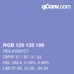Color code: RGB 126 135 199 | qconv.com