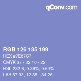 Color code: RGB 126 135 199 | qconv.com