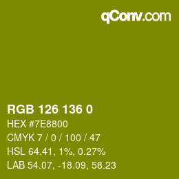 Color code: RGB 126 136 0 | qconv.com