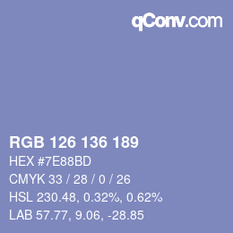 Color code: RGB 126 136 189 | qconv.com