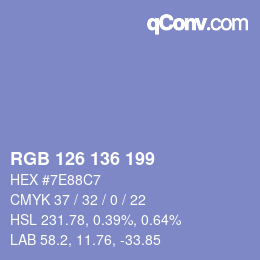 Color code: RGB 126 136 199 | qconv.com