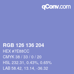 Color code: RGB 126 136 204 | qconv.com