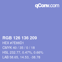 Color code: RGB 126 136 209 | qconv.com