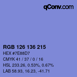 Color code: RGB 126 136 215 | qconv.com