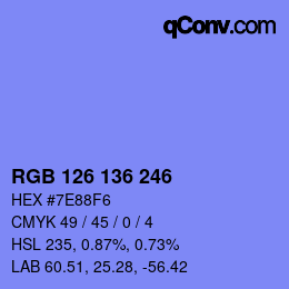 Color code: RGB 126 136 246 | qconv.com