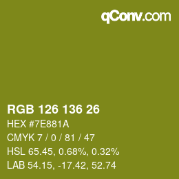 Color code: RGB 126 136 26 | qconv.com