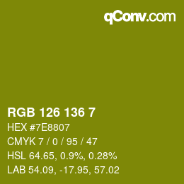 Color code: RGB 126 136 7 | qconv.com