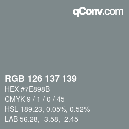 Color code: RGB 126 137 139 | qconv.com