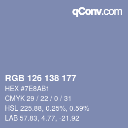カラーコード: RGB 126 138 177 | qconv.com