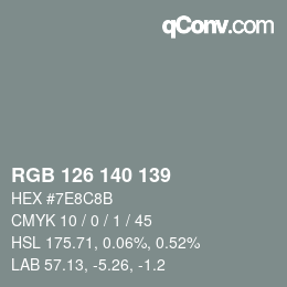 Código de color: RGB 126 140 139 | qconv.com