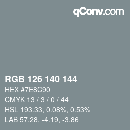 Farbcode: RGB 126 140 144 | qconv.com